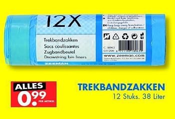 Aanbiedingen Trekbandzakken - Huismerk - Zeeman  - Geldig van 24/03/2012 tot 07/04/2012 bij Zeeman
