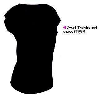 Aanbiedingen Zwart t-shirt met strass - Huismerk - Bristol - Geldig van 21/11/2013 tot 31/12/2013 bij Bristol