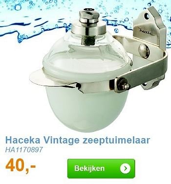 Aanbiedingen Haceka vintage zeeptuimelaar - Haceka - Geldig van 01/01/2014 tot 31/01/2014 bij Sanitairwinkel