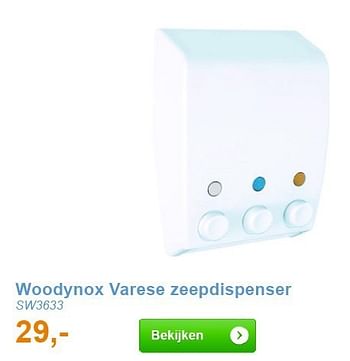 Aanbiedingen Woodynox varese zeepdispenser - Woodynox - Geldig van 01/01/2014 tot 31/01/2014 bij Sanitairwinkel