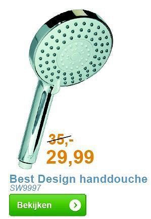 Aanbiedingen Best design handdouche - Best Design - Geldig van 01/01/2014 tot 31/01/2014 bij Sanitairwinkel