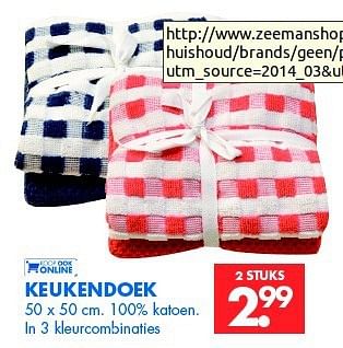 Aanbiedingen Keukendoek - Huismerk - Zeeman  - Geldig van 11/01/2014 tot 25/01/2014 bij Zeeman