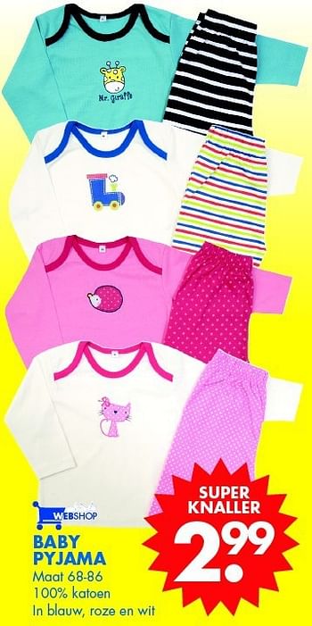 Aanbiedingen Baby pyjama - Huismerk - Zeeman  - Geldig van 22/02/2014 tot 08/03/2014 bij Zeeman