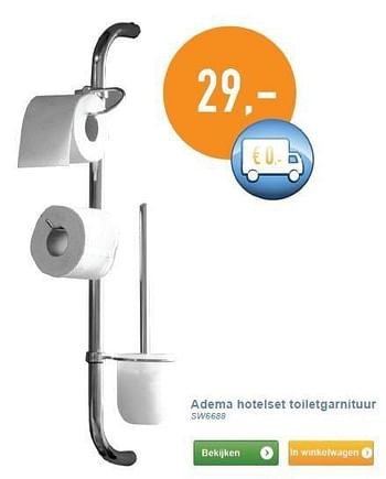 Aanbiedingen Adema hotelset toiletgarnituur - Adema sanitair - Geldig van 01/03/2014 tot 31/03/2014 bij Sanitairwinkel