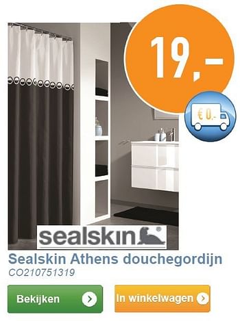 Aanbiedingen Sealskin athens douchegordijn - Sealskin - Geldig van 01/03/2014 tot 31/03/2014 bij Sanitairwinkel