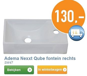 Aanbiedingen Adema nexxt qube fontein rechts - Adema sanitair - Geldig van 01/03/2014 tot 31/03/2014 bij Sanitairwinkel
