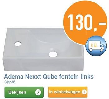 Aanbiedingen Adema nexxt qube fontein links - Adema sanitair - Geldig van 01/03/2014 tot 31/03/2014 bij Sanitairwinkel