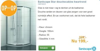 Aanbiedingen Saniscape star douchecabine kwartrond - Saniscape - Geldig van 01/04/2014 tot 30/04/2014 bij Sanitairwinkel