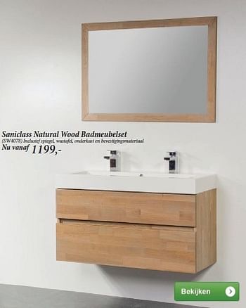 Aanbiedingen Saniclass natural wood badmeubelset - Saniclass - Geldig van 01/06/2014 tot 30/06/2014 bij Sanitairwinkel