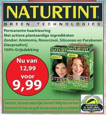 Aanbiedingen Naturtint permanente haarkleuring - Naturtint - Geldig van 23/06/2014 tot 24/10/2014 bij De Rode Pilaren