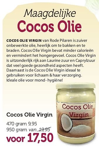 Aanbiedingen Cocos olie virgin - Huismerk - De Rode Pilaren - Geldig van 23/06/2014 tot 24/10/2014 bij De Rode Pilaren