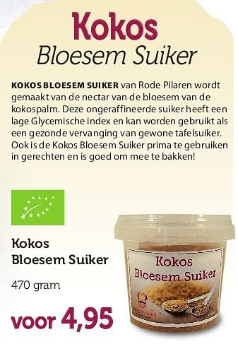 Aanbiedingen Kokos bloesem suiker - Huismerk - De Rode Pilaren - Geldig van 23/06/2014 tot 24/10/2014 bij De Rode Pilaren