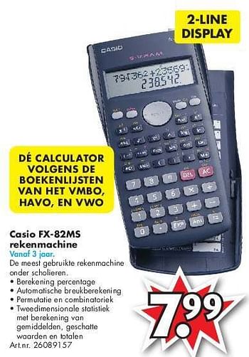 Aanbiedingen Casio fx-82ms rekenmachine - Casio - Geldig van 24/06/2014 tot 15/09/2014 bij Bart Smit