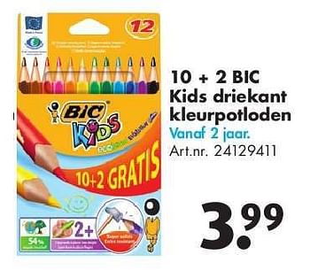 Aanbiedingen 10 + 2 bic kids driekant kleurpotloden - BIC - Geldig van 24/06/2014 tot 15/09/2014 bij Bart Smit