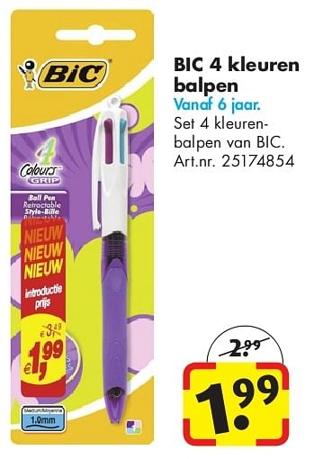 Aanbiedingen Bic 4 kleuren balpen - BIC - Geldig van 24/06/2014 tot 15/09/2014 bij Bart Smit