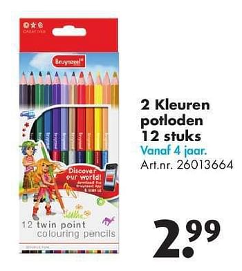 Aanbiedingen 2 kleuren potloden 12 stuks - Bruynzeel - Geldig van 24/06/2014 tot 15/09/2014 bij Bart Smit