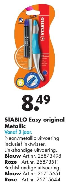 Aanbiedingen Stabilo easy original metallic - Stabilo - Geldig van 24/06/2014 tot 15/09/2014 bij Bart Smit