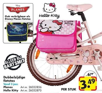 Aanbiedingen Dubbelzijdige fietstas - Hello kitty - Geldig van 24/06/2014 tot 15/09/2014 bij Bart Smit