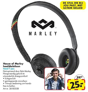 Aanbiedingen House of marley hoofdtelefoon - Marley - Geldig van 24/06/2014 tot 15/09/2014 bij Bart Smit