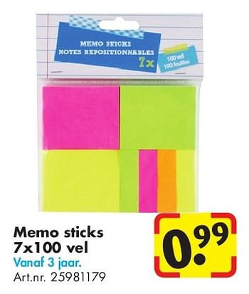 Aanbiedingen Memo sticks 7x100 vel - Huismerk - Bart Smit - Geldig van 24/06/2014 tot 15/09/2014 bij Bart Smit