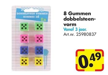 Aanbiedingen 8 gummen dobbelsteenvorm - Huismerk - Bart Smit - Geldig van 24/06/2014 tot 15/09/2014 bij Bart Smit