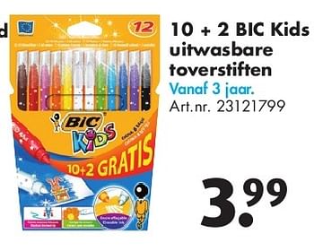 Aanbiedingen 10 + 2 bic kids uitwasbare toverstiften - BIC - Geldig van 24/06/2014 tot 15/09/2014 bij Bart Smit