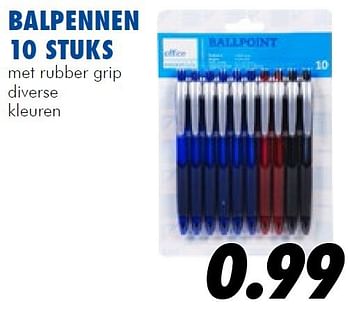 Aanbiedingen Balpennen 10 stuks met rubber grip diverse kleuren - Huismerk - Action - Geldig van 25/06/2014 tot 03/08/2014 bij Action