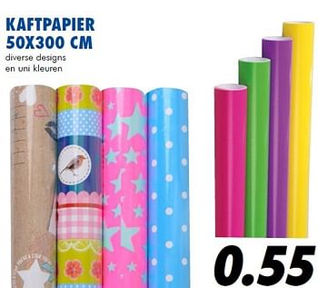 Aanbiedingen Kaftpapier 50x300 cm diverse designs en uni kleuren - Huismerk - Action - Geldig van 25/06/2014 tot 03/08/2014 bij Action
