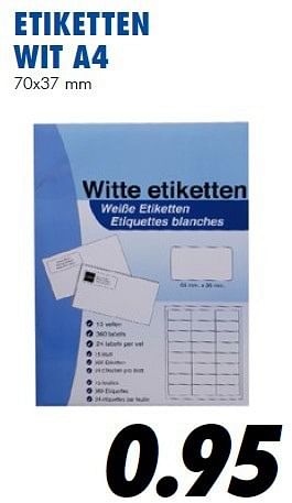 Aanbiedingen Etiketten wit a4 - Huismerk - Action - Geldig van 25/06/2014 tot 03/08/2014 bij Action