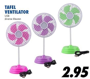 Aanbiedingen Tafel ventilator usb diverse kleuren - Huismerk - Action - Geldig van 25/06/2014 tot 03/08/2014 bij Action