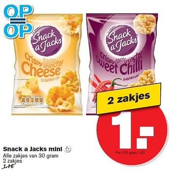 Aanbiedingen Snack a jacks mini - Snack a Jacks - Geldig van 09/07/2014 tot 15/07/2014 bij Hoogvliet