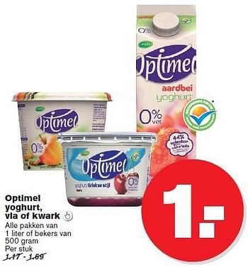 Aanbiedingen Optimel yoghurt, vla of kwark - Optimel - Geldig van 09/07/2014 tot 15/07/2014 bij Hoogvliet