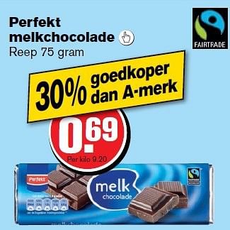 Aanbiedingen Perfekt melkchocolade - Perfekt - Geldig van 09/07/2014 tot 15/07/2014 bij Hoogvliet