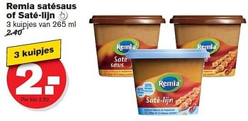 Aanbiedingen Remia satésaus of saté-lijn - Remia - Geldig van 09/07/2014 tot 15/07/2014 bij Hoogvliet