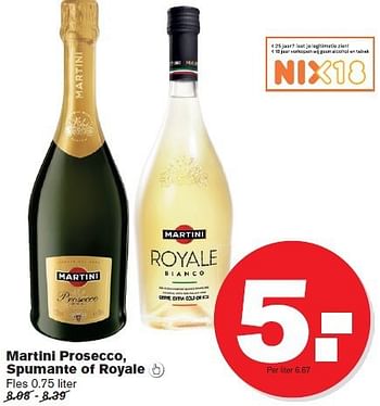 Aanbiedingen Martini prosecco, spumante of royale - Martini - Geldig van 09/07/2014 tot 15/07/2014 bij Hoogvliet