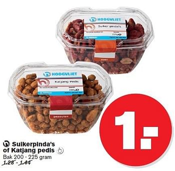 Aanbiedingen Suikerpinda`s of katjang pedis - Huismerk - Hoogvliet - Geldig van 09/07/2014 tot 15/07/2014 bij Hoogvliet