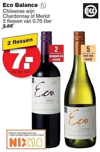 Aanbiedingen Eco balance chileense wijn - Rode wijnen - Geldig van 09/07/2014 tot 15/07/2014 bij Hoogvliet