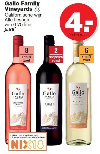 Aanbiedingen Gallo family vineyards - Rosé wijnen - Geldig van 09/07/2014 tot 15/07/2014 bij Hoogvliet