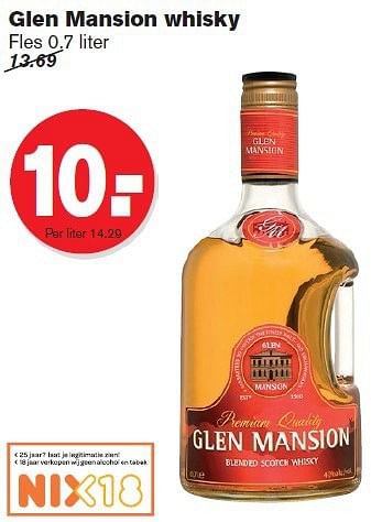 Aanbiedingen Glen mansion whisky - Whisky - Geldig van 09/07/2014 tot 15/07/2014 bij Hoogvliet