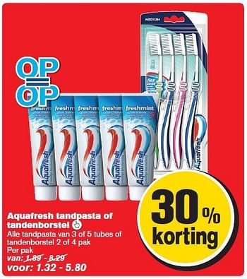 Aanbiedingen Aquafresh tandpasta of tandenborstel - Aquafresh - Geldig van 09/07/2014 tot 15/07/2014 bij Hoogvliet