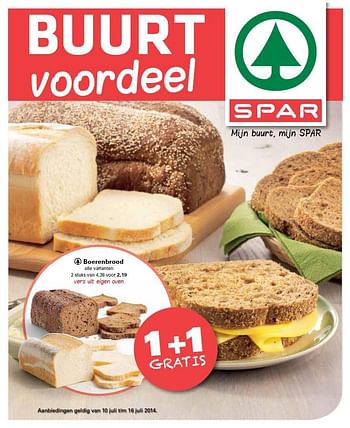 Aanbiedingen Boerenbrood - Spar - Geldig van 10/07/2014 tot 16/07/2014 bij Spar