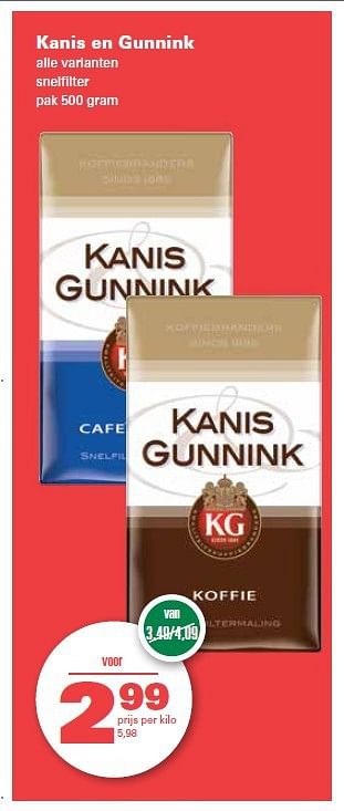 Aanbiedingen Koffie - Kanis Gunnink - Geldig van 10/07/2014 tot 16/07/2014 bij Spar