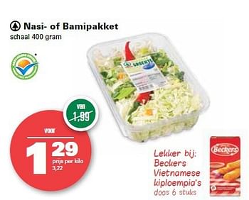 Aanbiedingen Nasi of bamipakket - Spar - Geldig van 10/07/2014 tot 16/07/2014 bij Spar