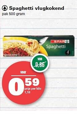 Aanbiedingen Spaghetti vlugkokend - Spar - Geldig van 10/07/2014 tot 16/07/2014 bij Spar