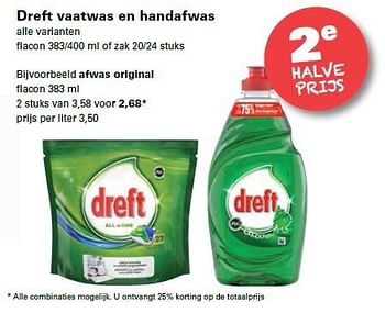 Aanbiedingen Afwas original - Dreft - Geldig van 10/07/2014 tot 16/07/2014 bij Spar