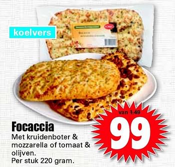 Aanbiedingen Focaccia met kruidenboter + mozzarella of tomaat + olijven - Huismerk - Dirk - Geldig van 10/07/2014 tot 13/07/2014 bij Lekker Doen