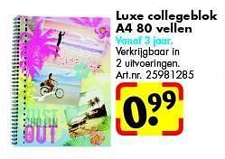 Aanbiedingen Luxe collegeblok a4 80 vellen - Huismerk - Bart Smit - Geldig van 12/07/2014 tot 27/07/2014 bij Bart Smit