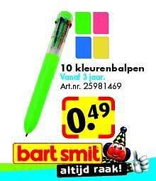 Aanbiedingen 10 kleurenbalpen - Huismerk - Bart Smit - Geldig van 12/07/2014 tot 27/07/2014 bij Bart Smit