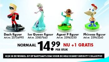 Aanbiedingen Dash figuur ,ice queen figuur, agent p figuur ,phineas figuur - Disney - Geldig van 12/07/2014 tot 27/07/2014 bij Bart Smit