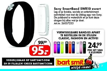 Aanbiedingen Sony smartband swr10 zwart - Sony - Geldig van 12/07/2014 tot 27/07/2014 bij Bart Smit